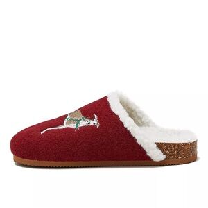 Lands End Burgundy Multi Dogs Slippers